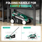 Litheli 13.1inch Electric Lawn Mower Cordless,Grass Cutter Machine for 1600 Sq.Ft.Lawnmower with Brushless Motor, 8 Gallon Capacity, Cutting Height from 1 to 2.5 in, Includes 1X4.0 Ah Battery