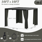 Gazebo Universal Replacement Privacy Curtain,10'×10' Gazebo Outdoor Waterproof Curtains, 4-Panels Sidewall Curtains with Double Zipper for Patio Canopy, Garden and Backyard (Curtain Only)
