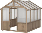 Mupater 6 x 8 FT Wooden Polycarbonate Greenhouse with Ventilated Window and Lockable Door, 6mm PC Panels for UV Protection, Walk-in Greenhouse Kit for Outdoor, Garden and Backyard, Brown