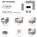 ovios 15 Pieces Patio Furniture Set, Outdoor Wicker Sectional Sofa with Swivel Chairs Coffee Table, Modern Modular Deep Seat Rattan Couch Conversation Sets, Beige