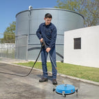 16" Pressure Washer Surface Cleaner with 4 Wheels, Coated Blue Stainless Steel Power Washer Surface Cleaner for Driveway Sidewalk Patio, 1/4" Quick Connector, 2 Extension Wand, 4000 PSI
