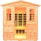 Fir Wood 5-6 Person Low emf Far Infrared Outdoor Sauna, Indoor/Outdoor Wooden Sauna, Withstand Temp -5℉-104℉ with 18 Low EMF Heating Panels & Reading Lights & Chromotherapy Lights & Bluetooth Speaker