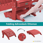 SERWALL Folding Adirondack Footrest, All Weather Adirondack Ottoman Without Assembly, Red
