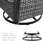 HUMMUH 5 Pieces Outdoor Furniture Patio Furniture Set Wicker Outdoor Sectional Sofa with Swivel Rocking Chairs,Patio Ottomans