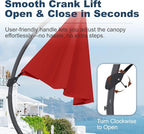 11FT Cantilever Umbrella with Base Large Curvy Outdoor Aluminum Offset Umbrella w/ 360° Rotation, UV Resistant Canopy for Patio, Garden, Backyard, Red