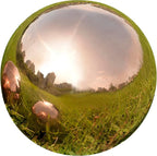 Nerien 10inch Gazing Ball, Stainless Steel Garden Mirror Globe, Polished Ornament Sphere, Hollow Floating Reflective Hemisphere, Home Outdoor Pond Housewarming Swimming Pool Decoration Gift, Rose Gold