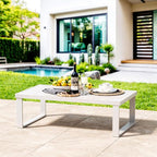 Aluminum Outdoor Coffee Table - White Rectangle Patio Tables for Deck, and Poolside