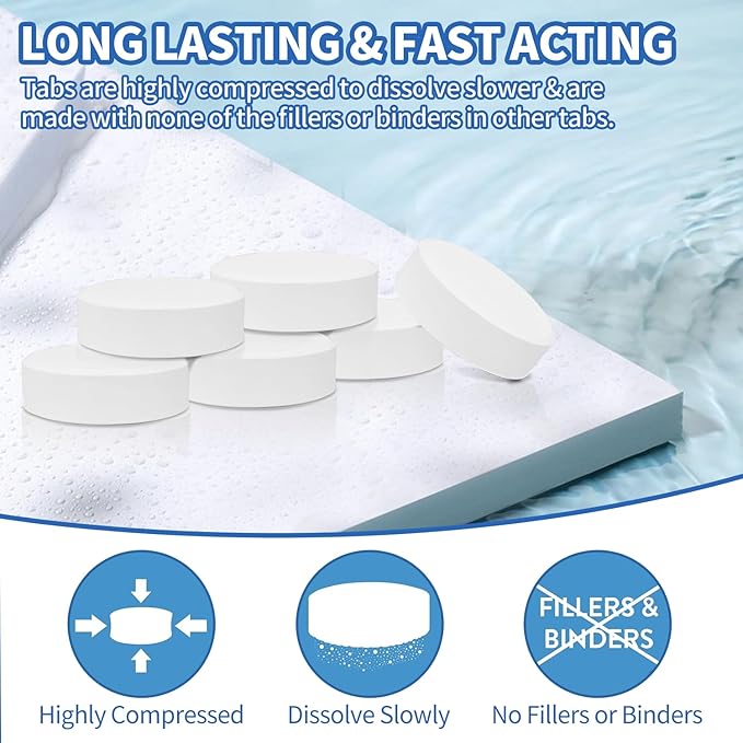Chlorine Tablets 3 inch 10 Pounds, TABIT Swimming Pool Long Lasting Chlorinating Tablets, Slow Dissolving, Tri-Chlor for Swim Pool, Hot Tubs, Spa