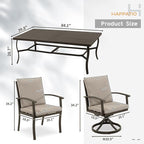HAPPATIO Aluminum 9 Piece Patio Dining Sets, Outdoor Dining Set for 8, Patio Furniture Sets, 2 Swivel Dining Chairs, 6 Dining Chairs, Aluminum Furniture Set for Patio, Yard (Black)