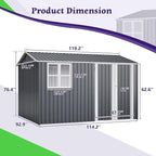 10X8FT Outdoor Steel Storage Shed with Clear Window, Lockable Doors, Weather-Resistant Metal Tool Shed for Garden, Backyard, Patio, and Utility Storage,Gray
