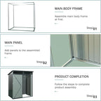 5X3 FT Outdoor Storage Shed, Waterproof Metal Garden Sheds with Lockable Door, Steel Tool Storage Buildings Shed & Outdoor Storage House for Garden, Backyard, Patio, Lawn, Trash Cans(Grey)