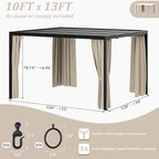 Gazebo Universal Replacement Privacy Curtain,10'×13' Gazebo Outdoor Waterproof Curtains, 4-Panels Sidewall Curtains with Double Zipper for Patio Canopy, Garden and Backyard (Curtain Only)