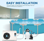 Max 90,000 BTU Swimming Pool Heat Pump, for Above and In Ground Pools Up to 15000gallons, 22KW Electric Pool Heaters PLC200, Inverter Heating System, High Efficiency, 208~230V/60Hz