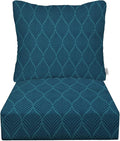 RSH DECOR Deep Seating Cushion with Pillow Back | 23” x 25” Seat | Water and Fade-Resistant Spun Fabric | Outdoor Chair Cushion Set for Patio Furniture | Fenbrook Blue