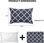 2 Pack Outdoor Throw Pillows 21x15 Inch Water-Resistant Decorative Pillow Cushions with Insert for Patio Garden Porch, Blue Diamond