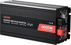 VEVOR 4000W Power Inverter, 12V DC to 120V AC Modified Sine Wave Inverter, Solar Car Charger Converter with LCD Display, Remote Control, 2 USB Ports, 4 AC Outlets, Type-C Port, for RV, Truck Outdoor