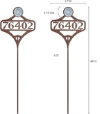 Touch of Class Pathways Custom Address Sign Reflective Driveway Marker Stake Set of Two | Personalized with 1-5 House Numbers or Name | Tall Reflector Set of 2 | Weathered Bronze Durable Finish