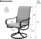 MFSTUDIO Outdoor Swivel Patio Dining Chairs Set of 6, High Back Breathable Textilene Patio Chairs for Balcony, Backyard, Deck, Garden (Light Grey Fabric, Black Frame)