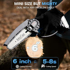 ArtsyCase Mini Chainsaw 6-inch Cordless, Portable chainsaws, Small Handheld Chain Saw for Tree Trimmer, Wood and Bamboo Cutting, Chain saws Gifts for Husband, Dad(1 Battery+ 1 Chain+ 1 Bars)