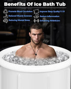 XL Ice Bath Tub for Athletes & Adults - 105 Gallons Ice Tub, Cold Plunge Tub with Cover, Ice Plunge Tub for Recovery & Cold Water Therapy, Inflatable Ice Bath Barrel for Indoor Outdoor- Grey