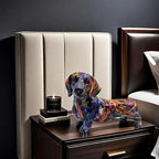 FUNSXBUG Colorful Dachshund Dog Statue Art Figurines Sculpture Collectibles Home Office Desktop Decor Outdoor Garden Display Decoration (Dachshund Dog 2)