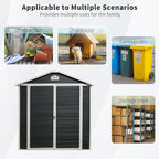 6x8 FT Outdoor Storage Shed, Resin Garden Shed with Thick Floor, Plastic Storage Shed with Window, Waterproof Outside Tool Shed with Lockable Hinged Doors for Backyard, Patio, Lawn, Black