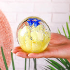 Decorative Crystal Ball Figurines Coral Fish Paperweight Blown Glass Decor Sea Art Ocean Lovers Gift Yellow 3.15"