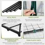 Outvita Mini Greenhouse, Small PE Plant Green House with 4 Tiers Rack, Shelf Clips, Roll-up Zipper Door, Gardening Supplies for Indoor Outdoor Seedling Frost Protection , 27"x19.6"x63" Green