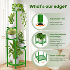 TOSKING 5 Tier Tall Plant Stand Indoor Outdoor, Heavy Duty Corner Shelf for Plants & Decor, Space Saving 3.9FT Metal Flower Pot Stand for Balcony, Garden, Living Room, Patio (Green, 47in)