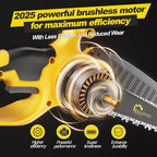 Mini Chainsaw 6 Inch Cordless, Brushless Small Chainsaw Battery Powered with 2 Batteries, Handheld Chain saw for Tree Trimming, Wood Cutting, Home Garden DIY, Best Gifts for Dad, Women