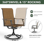 5-Piece Outdoor Dining Set, 48'' Round Table with 4 Swivel Chairs All Weather Furniture Set - Brown Style1