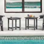 LUE BONA Outdoor Side Table Set of 2, HDPS Small Outdoor Table, Adirondack Side Table,Outside End Table for Patio, Porch, Pool, Weather Resistant/Easy Maintenance/Indoor or Outside Use, Dark Gray
