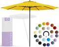 Midtown Umbrellas Push and Pop 9 Feet Outdoor Umbrella, Sunflower (Yellow) Polyester Fabric - Fiberglass Ribs Deck Patio Umbrella, Backyard Umbrella, Garden Umbrella & Pool Umbrella - Black Pole