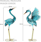 36.75" Metal Crane Garden Statue, Handcrafted Oversized Blue Heron Decor Sculptures with Stable U-Ground Stakes, Backyard Decoration, Metal Garden Bird Animal Yard Art, Lawn Ornament Decor