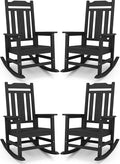 SERWALL Outdoor Rocking Chair Black Set of 4