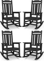 SERWALL Outdoor Rocking Chair Black Set of 4
