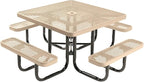 COATEDOUTDOORFURNITURE Heavy-Duty Portable Outdoor Picnic Table with Umbrella Hole, Expanded Metal Commercial-Grade Patio Dining Furniture Made in America (46" Square Top, Tan)