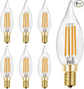 Hizashi LED Candelabra Bulbs 40 watt Equivalent, 90+ CRI Dimmable E12 LED Bulb Flame Tip Candle Bulbs, 4W 450LM 2700K Soft Warm White, CA10 Chandelier Bulbs Candelabra Base, UL Listed - 6 Pack