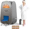 COSTWAY Portable Steam Sauna, Full-Body Personal Sauna Tent w/ 3L Steam Generator, Foldable Chair, Foot Massager, Timer, Remote Control, Indoor Pop-up Sauna Tent for Home Spa Relaxation (Gray)