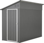 4×8 FT Lean to Metal Shed,Outdoor Heavy-Duty Storage Shed with Floor Base,All Weather Waterproof Garden Tool House W/Lockable Door&2 Air Vents,Reversible Door Design,for Backyard,Patio,Lawn,Gray