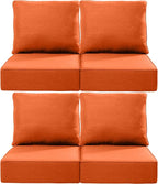 Luxury 24x24x6 Inch Outdoor Chair Cushions Set of 4 - Heavy Duty Water-Resistant Comfortable Cushion for Patio Furniture Set Dining Gliding Rocking Chairs Loveseat L-Shape Sofa - Orange