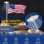 20FT Sliver Heavy Duty Flag Pole Kit with 3x5 Ft American Flag & Solar Light - 12 Gauge Aluminum Tubing, Resistance High Winds, Hardware Flagpole Set for Residential Commercial Outdoor Ready