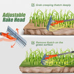 Thatch Rake for Lawn - 40" to 70" Adjustable Dethatching Rake, Heavy Duty Metal Thatching Tool for Turf Garden Maintenance