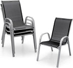 Tangkula Patio Dining Chairs Set of 4, Outdoor Stackable All Weather Heavy Duty Dining Chairs Set with Armrests, Support 330 LBS, for Poolside, Backyard, Garden, Deck, Front Porch (Black)