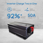 Soyond 2000W Pure Sine Wave Inverter Charger, 12V DC to 120V AC Surge 6000W, with 50A Battery AC Charger, Power Inverter w/LCD Remote Panel for RV, Boat,Truck, Compatible with Lifepo4 Battery