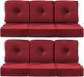 Luxury 22x24/22x25 6-Inch Outdoor Deep Seat Cushions Set of 6 - Comfortable Patio Zipper Chair Cushion for Outside Wicker Wicker Rocking Swivel Chairs Loveseat Couch Sectional Sofa - Red