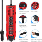 200W Car Power Inverter DC 12V to 110V AC Converter with Dual AC Outlets, 4 Quick Charger 2.4A USB Ports and 1 Type C Port Cigarette Lighter Socket Charger Adapter