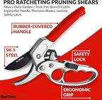 Pruning Shears for Gardening with Gloves - Heavy Duty Garden Shears, Aluminum Hand Pruners with TPR Grip Handle, 8 inch 3.55mm Thick Blade - for Branches, Flowers & Plants (Red)