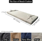 48 x 12 Inch Piano Bench Cushions for Indoor Furniture with Ties Non Slip Kitchen Dining Room Bench seat Cushion for Shoe Storage Ottoman Window Settee pad, Beige