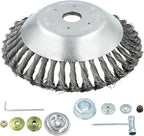 8'' Steel Wire Wheel Brush Weed Trimmer Head for Most Straight-Shaft String Trimmer & Brush Cutter & Weed Eater & Weed Wacker (with 2 Kinds of Blade Adapter Kit)